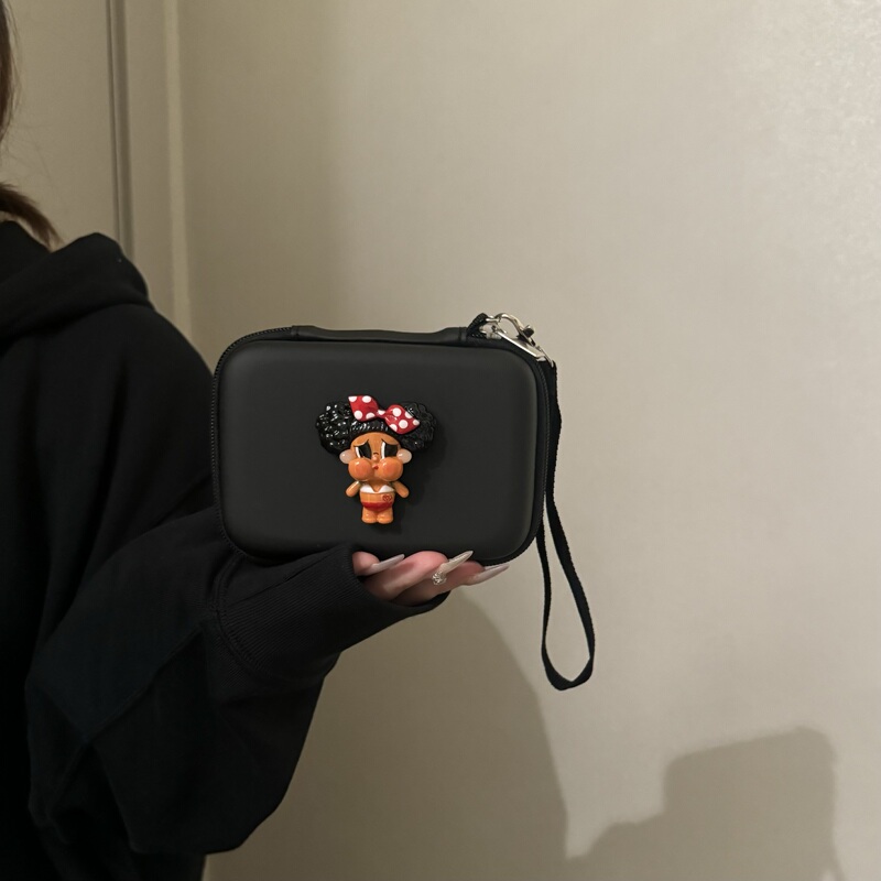 Sweetheart Pie Original Black Crying Baby Small Camera Ccd Storage Bag Anti-Drop Waterproof Leather Camera Bag