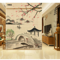 Printing shading new Chinese style retro Zen hanging painting decorative roller curtain background wall tea room partition bamboo curtain curtain lifting