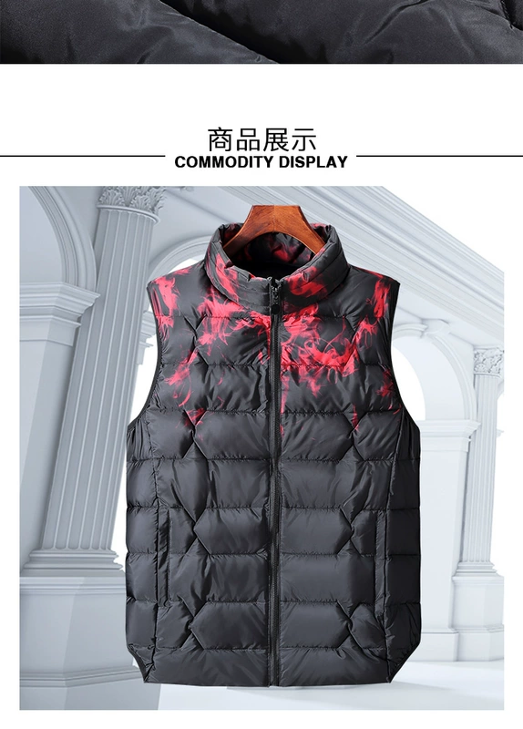 10XL vest nam kích thước lớn đứng cổ áo tăng xu hướng phân bón thêm lớn xuống bông vest không tay mùa đông tải 330 kg