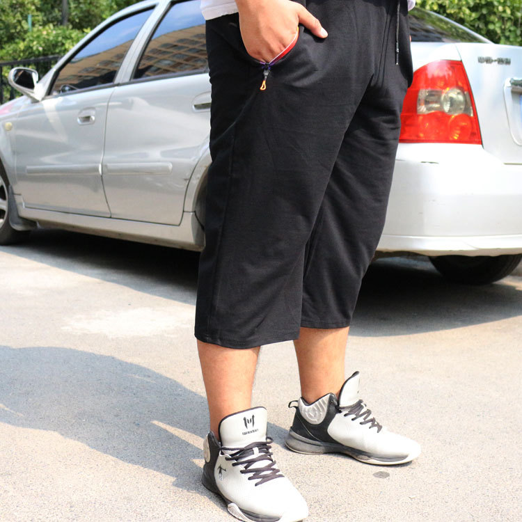 High-Waisted, Deep-Cut, Straight-Leg, Three-Quarter Pants, Plus-Size Loose Casual Pants, Eight-Quarter Pants, Men's Large Shorts, Extra-Large Shorts