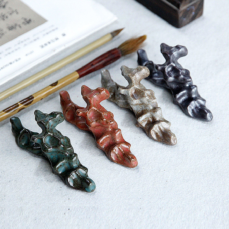 Ceramic Pen Holder Mountain Brush Holder Town Paper Taihu Stone Handmade Mountain Tea Road Wenfang Four Treasure Putting Pen Hill Swing Piece