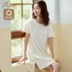 100% cotton hàng đầu cửa hàng chính thức cửa hàng váy ngủ nữ cotton mùa hè Phiên bản Hàn Quốc của bộ đồ ngủ mỏng tay ngắn mặc giản dị - Đêm đầm