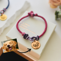 To draw custom pet cat dog photo avatar memorial handrope weaving ring couple bracelet girlfriend gift engraved