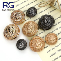 Small fragrant wind metal button lion head vintage metal button British style men and women suit jacket cardigan coat buckle