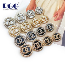 Celebrity Xiaoxiang style double circle metal button resin pearl combination button top womens suit button jacket coat button