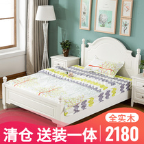 Childrens bed girl princess bed 1 35 m pure solid wood white case storage boy single Mediterranean bed