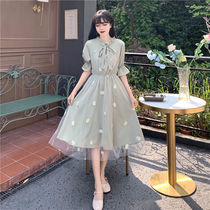  Salt and sweet chiffon dress female spring 2021 new gentle wind waist thin temperament French long skirt