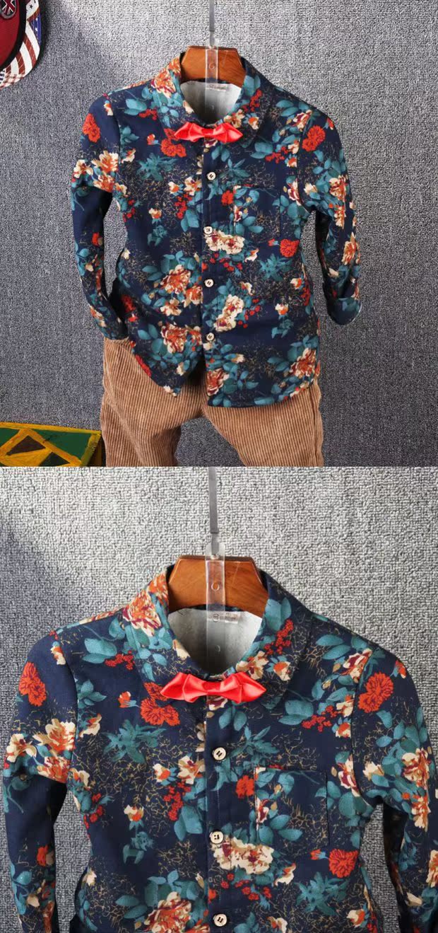 Cậu bé mùa thu và mùa đông áo mới Quần áo trẻ em bé trai cộng với áo nhung cotton trong bé trai dày áo dày áo sơ mi lót lông trẻ em