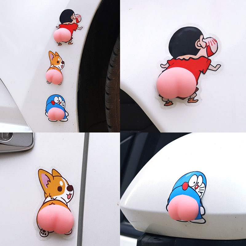 Crayon small new car door anticolliste stickup car cute pinching fart Silicone anti-crash strip open door anti-scraping and rubbing decoration sticker-Taobao