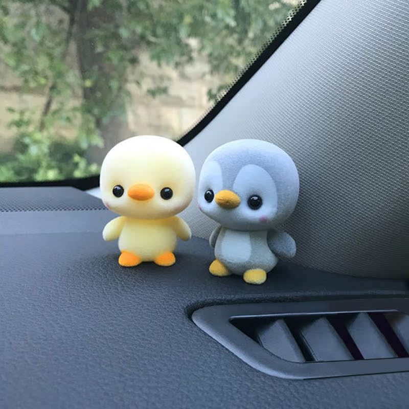 Little yellow duck flocking creative gifts small fresh car ornaments Cute car animal dolls decorative supplies