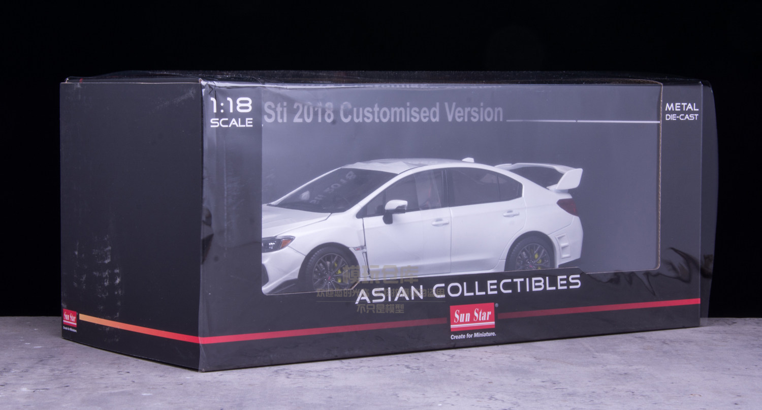 1: 18 Sun Star Subaru Leopard WRX sti 2018 White Sports Car Alloy