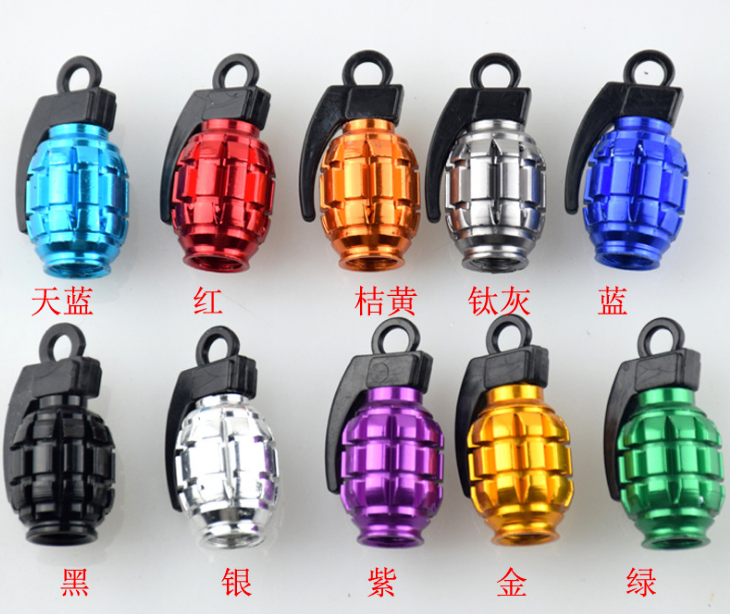 Crazy rushing crown color mountain folding bicycle aluminum alloy beautiful mouth gas mouth cap valve cover grenade shape
