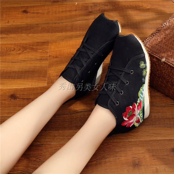 2018春夏秋新款老北京内增高布鞋女 坡跟运动鞋民族风休闲女单鞋