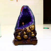Natural purple crystal cave ornaments Amethyst cave agate cave Crystal Cave original stone money bag Zhaozhen house wind