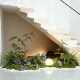 Simple simulated green plant landscaping combination, indoor entrance corner, fern plant decoration under the stairs, bionic plants