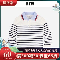 rtw boys 2021 childrens wear 120cm autumn long sleeve T-shirt childrens cotton white turn tide children polo shirt