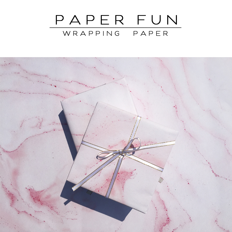 PaperFun Pink Fresh Marble Texture Gift paper Bag Book Paper Book Cover Gift Wrapping Paper Girlfriend