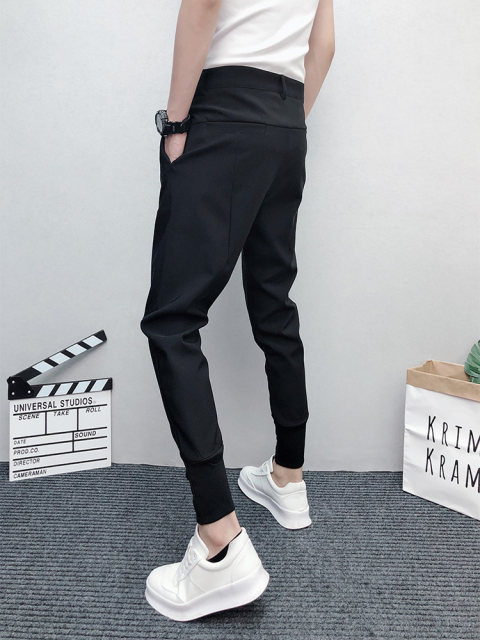 2023 Autumn Men's Trendy Brand Slim Fit Pants Youth Internet Celebrities Ins Small Feet Casual Western Pants