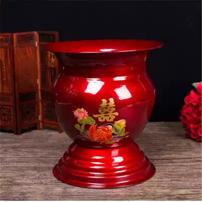 Wedding bride dowry enamel spittoon adult children high foot red spittoon toilet urinal sputum pot child sun bucket