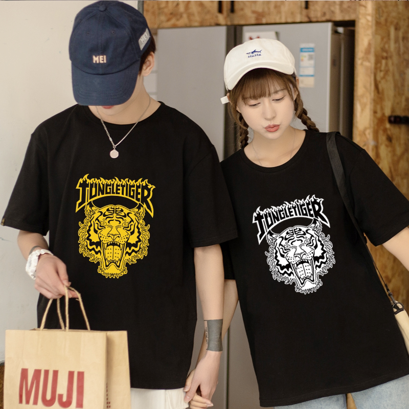 2025 Summer Trendy Brand Rick Tiger Head T-Shirt for Men and Women, Couple's Outfit, Ins High Street Pure Cotton Round Neck Top, Short Sleeve Fashion