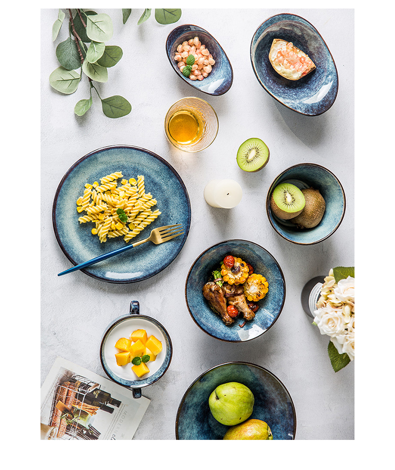 Lototo retro ceramic tableware bowls of individual job ears bowl dessert salad bowl dishes home big rainbow such use