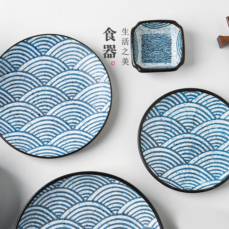 Lototo Japanese ceramics tableware creative water - wave hand - made plate plate eat dish plate steak plate household art plate