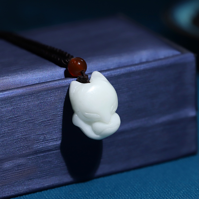 Xi'an blue field jade Xiaoyu jade pendant finely carved male and female children's money clever and intelligent to guard love