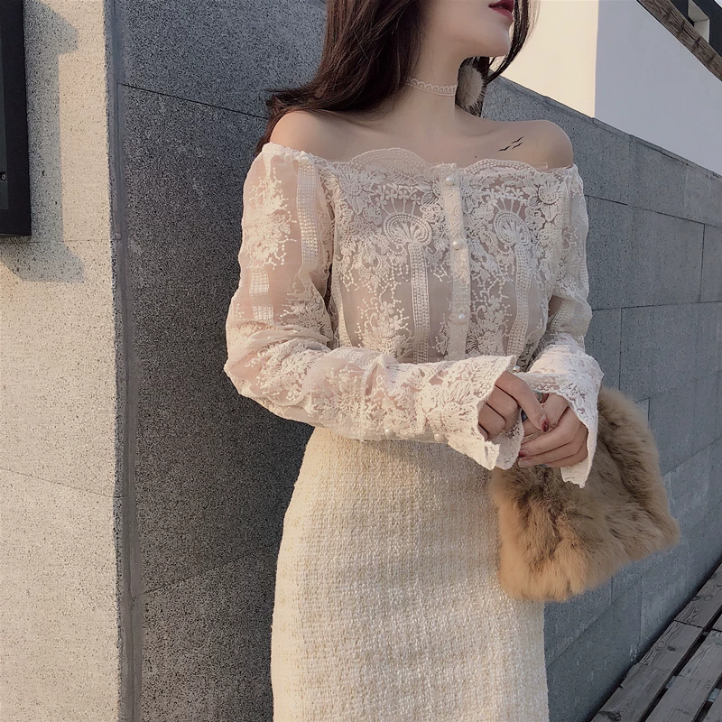 Lace long-sleeve, universal set, 2018