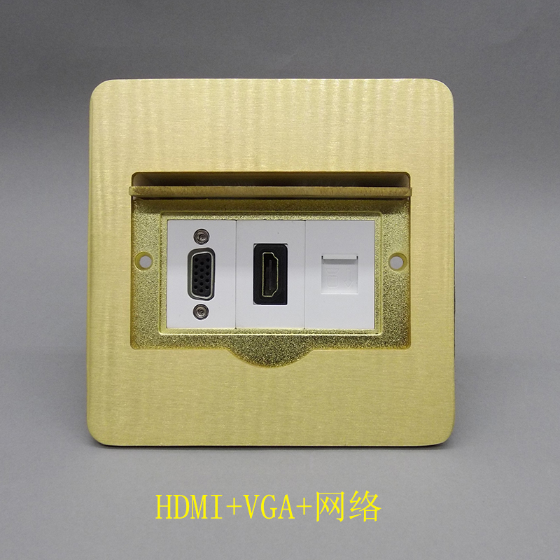 Ground plug VGA mother-to-mother HD HDMI network socket Single open hidden multimedia computer network cable panel