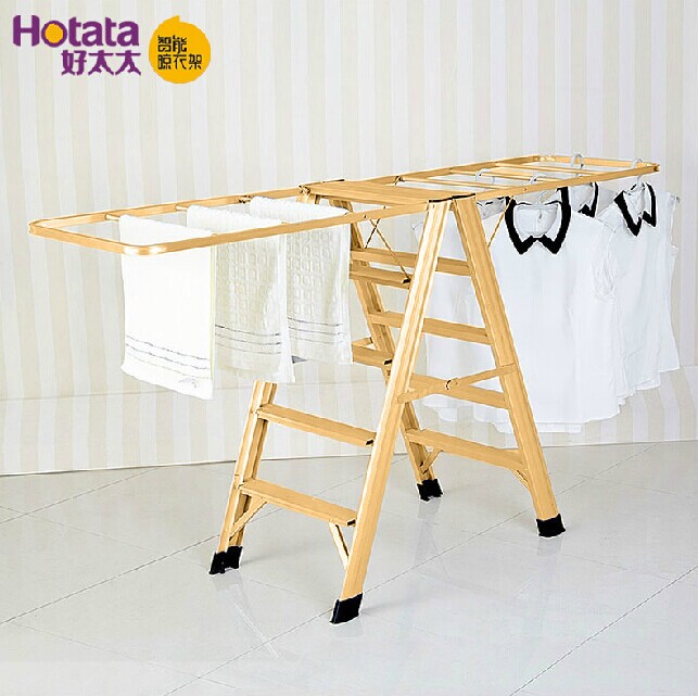 Good wife clothes rack 566 561 floor hanger Folding ladder five-step six-step dual-use silver and gold two models