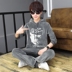 Winter Boy Big Boy 13 Teen 14 Dày 15 Gold Velvet 16 Áo len ấm áp Bộ 18 tuổi Học sinh trung học cơ sở pijama nam Bộ đồ