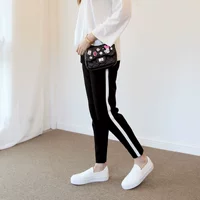 Quần bà bầu mùa thu và mùa đông quần legging dày Quần cotton mặc quần thể thao nâng bụng thông thường quần chín quần harem shop quần áo bầu