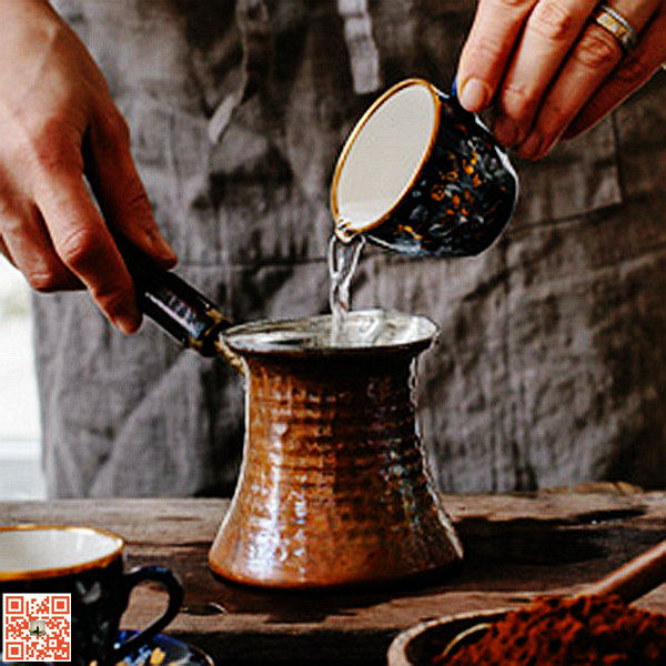 Spot Seconds Turkey Imported Hand Thickened Copper Coffee Pot Hot Milk Boiling Teapot Wood Shank Anti-Heat Hand Flush Pot