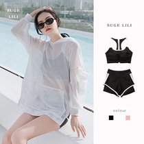 Swimsuit female summer sports wind loose split three-piece set long sleeve sunscreen thin cover belly soak hot spring conservative students
