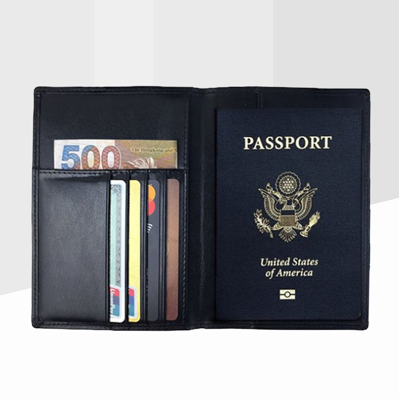 Amazon explosion leather passport bag RFID passport card bag Anti-scan anti-radio frequency identification card set Passport holder