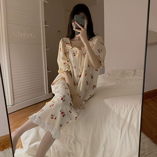 Летняя тонкая милая хлопковая пижама, юбка для отдыха, цветочный принт, коллекция 2022
