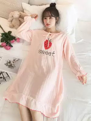 Winter coral velvet pajamas women sweet and cute large size flannel nightgown women autumn and winter home wear Korean dress