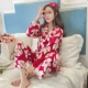 Pyjama nữ kimono xuân thu, tay dài cotton tinh khiết có thể mặc ngoài, học sinh mùa đông tươi tắn ngọt ngào - Cặp đôi