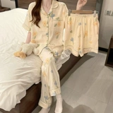 Хлопковая куртка, штаны, весенняя пижама, летний комплект, домашняя одежда, 3 предмета