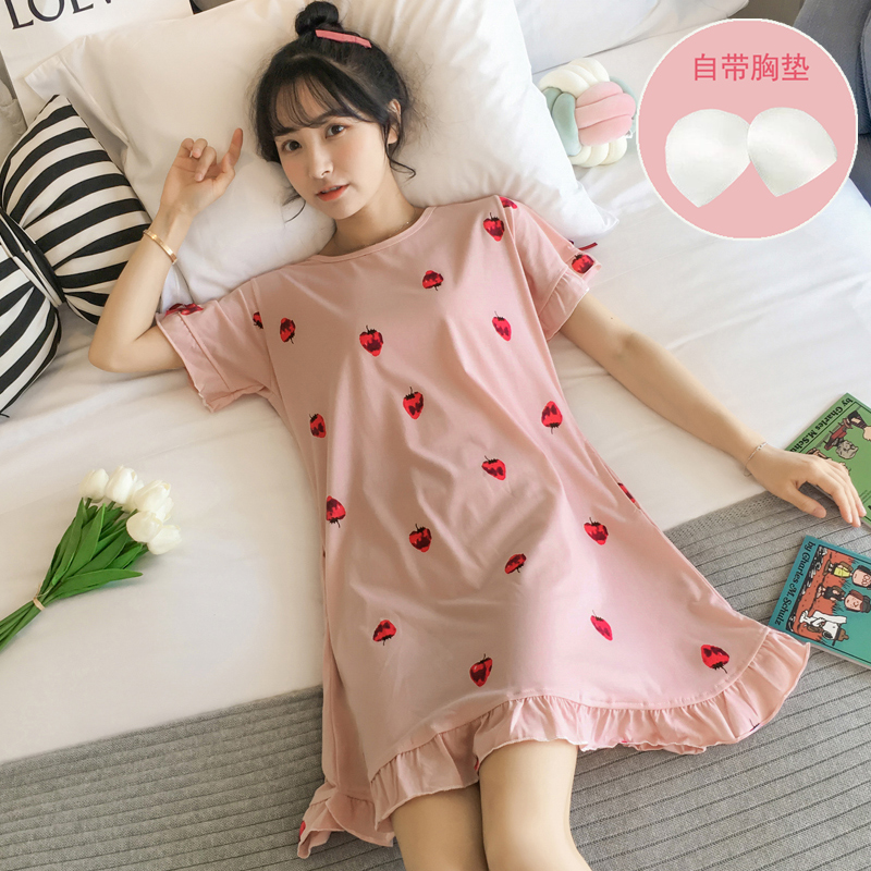 Pajamas Summer Cotton Extra Clean with Breath Paddy Sleepy Summer Sweet and Cute Lady Home Clothes