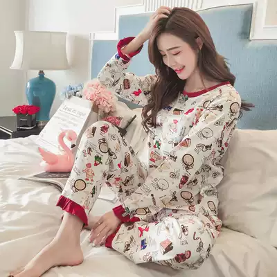 Spring and autumn girl pajamas pure cotton princess style sweet cute fresh student long-sleeved winter Korean version of the home suit suit