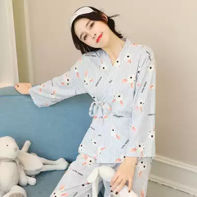 Japanese kimono pajamas women autumn and winter cotton long sleeve Korean fresh sweet and cute student loose home suit suit