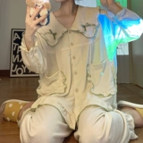 Осенняя демисезонная пижама, хлопковый милый лонгслив, комплект, коллекция 2022, популярно в интернете