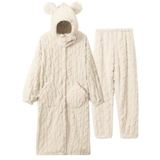 Пижама, демисезонный фланелевый бархатный комплект, длинный коралловый банный халат, 2023 года, увеличенная толщина