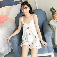 Bộ đồ ngủ nữ bằng vải cotton mùa hè hai mảnh phù hợp với phiên bản Hàn Quốc của sinh viên tươi gợi cảm có thể mặc mùa hè phục vụ tại nhà mùa hè đồ bộ kiểu đẹp