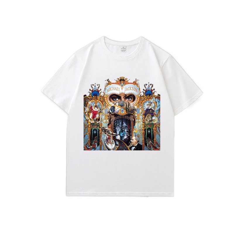 Mj Dangerous Journey Michael Jackson American-Style Loose Casual Pure Cotton Short-Sleeved T-Shirt for Men and Women in Summer Mj Dangerous Journey Michael Jackson American-Style Loose Casual Pure Cotton Short-Sleeved T-Shirt for Men and Women in Summer