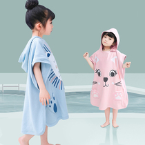 Swimming bath towel girl Summer cloak type thin absorbent baby cotton children children children can wear