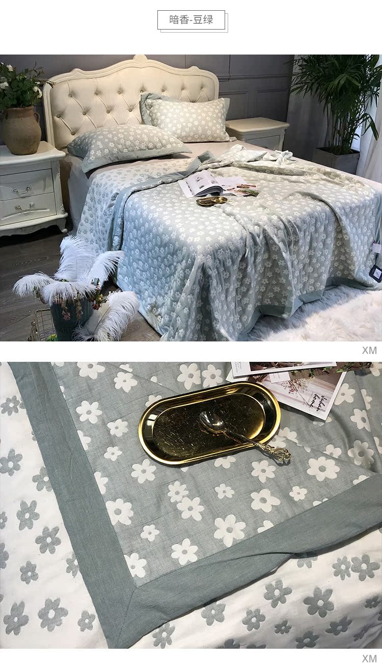 Khăn trải giường cotton châu Âu một mảnh sọc phong cách châu Âu và Mỹ được nhồi bông bởi bông mùa hè dày tấm đôi bộ drap giường giá rẻ