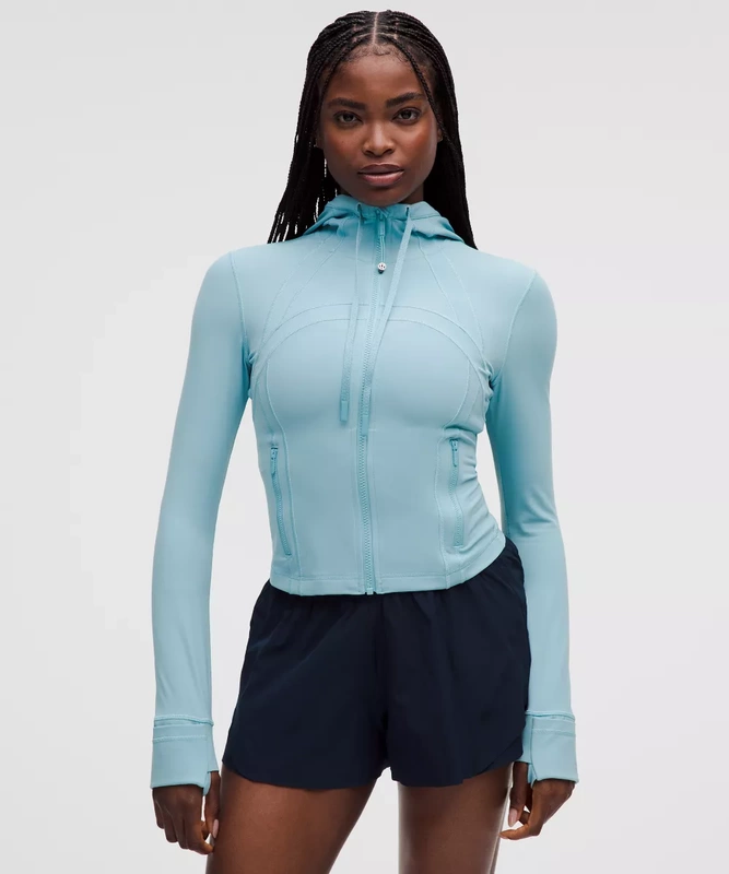 Limited Time Special Offer Lululemon Define Women's Short Hooded Jacket*Nulu Foam Blue Walnut Brown