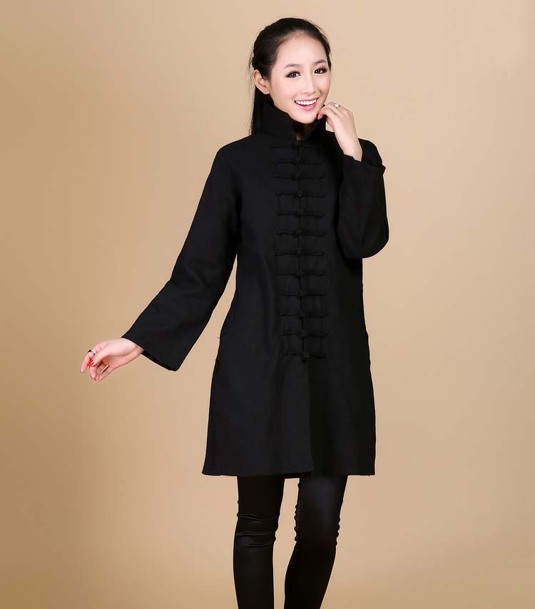 2013 phong cách dân tộc mùa thu mới khóa áo khoác dài áo khoác nữ kích thước lớn áo cotton cotton áo gió màu đỏ áo kaki nữ